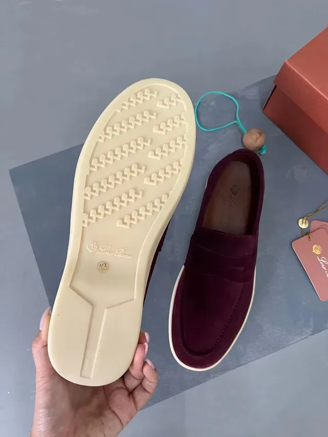 Loro Piana Penny Loafer Burdeos Ante Contraste Suela Mocasines 4