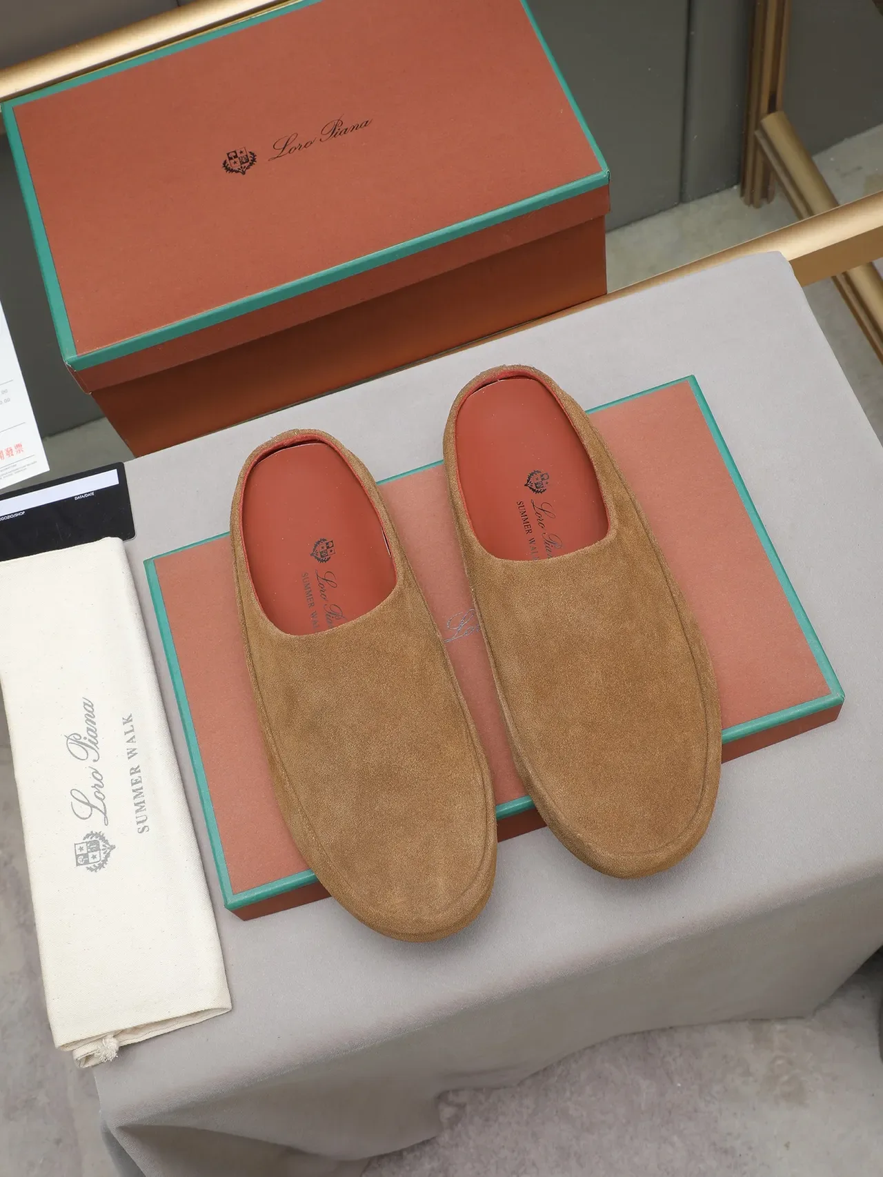 Loro Piana Summer Walk Mule Abierto de Ante Tan Zapato Casual 2