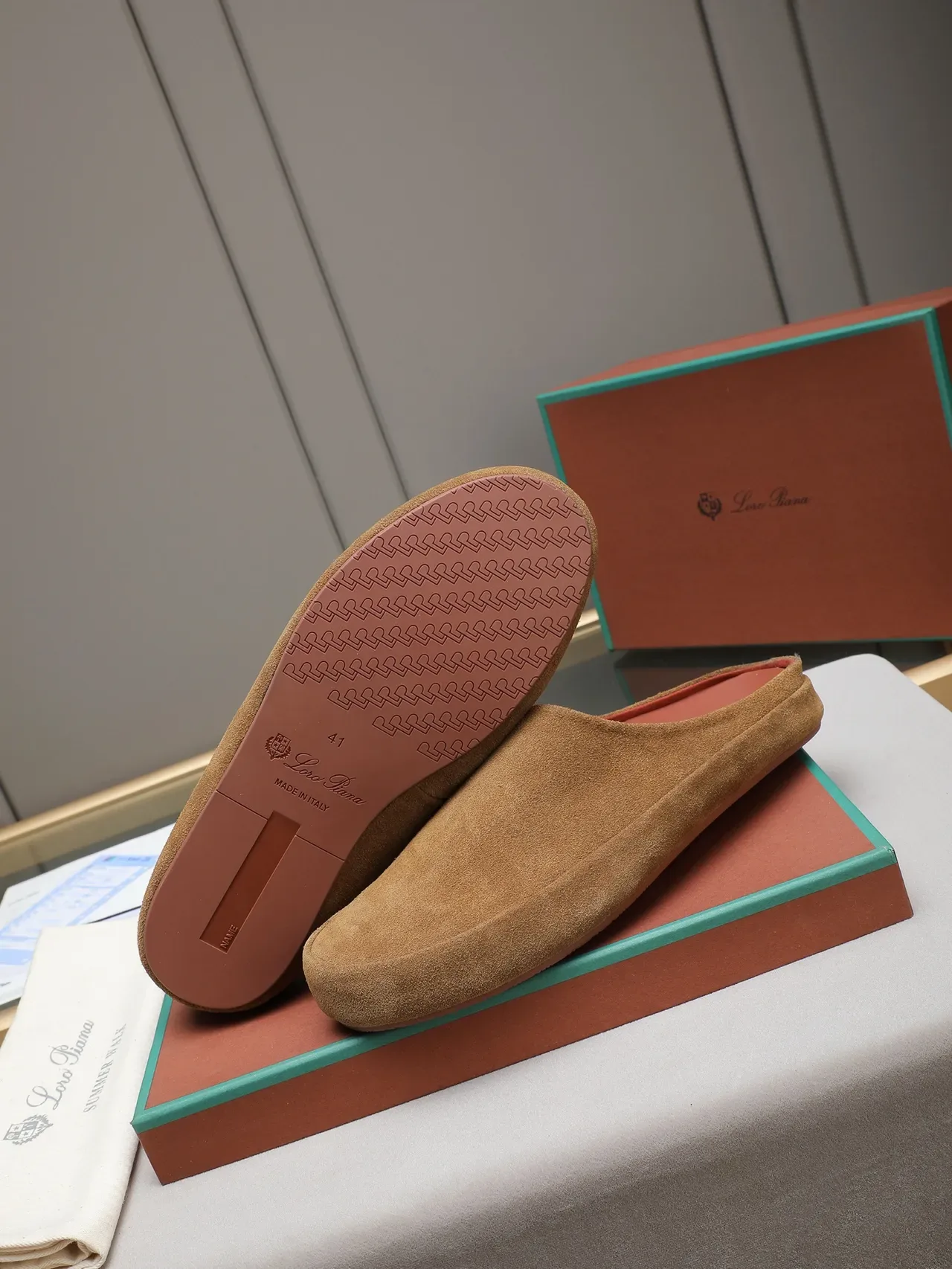 Loro Piana Summer Walk Mule Abierto de Ante Tan Zapato Casual 4