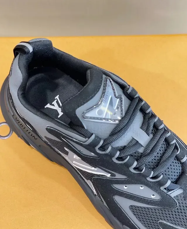 Louis Vuitton Black Gray Sole Mesh And Synthetic Overlay Construction Chunky Sneakers 5