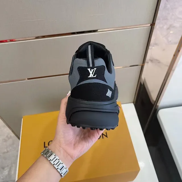 Louis Vuitton Black Gray Sole Mesh And Synthetic Overlay Construction Chunky Sneakers 6