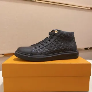 Louis Vuitton Black Monogram-Embossed Leather High-Top Lifestyle Sneakers — Louis Vuitton Lifestyle Sneakers photo from the Yupoo catalog