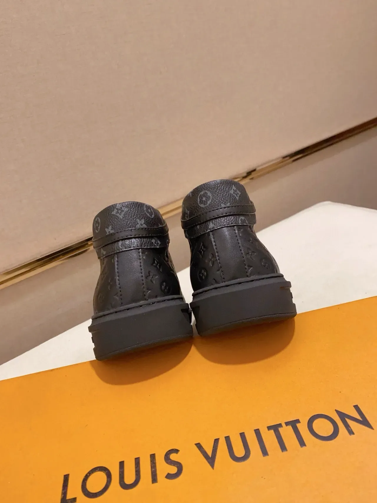 Louis Vuitton Black Monogram-Embossed Leather High-Top Lifestyle Sneakers 3