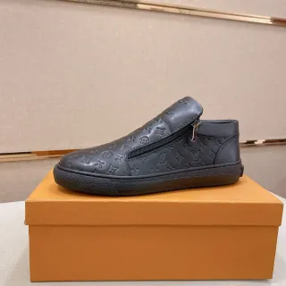 Louis Vuitton Black Monogram-Embossed Zipper-Side Lifestyle Sneakers — Louis Vuitton Lifestyle Sneakers photo from the Yupoo catalog