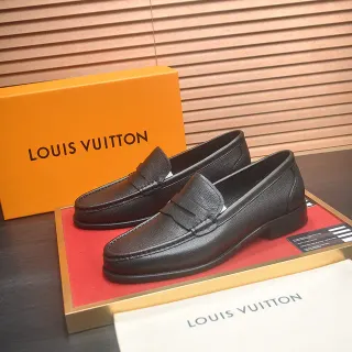 Louis Vuitton Black Pebbled Leather Penny Loafer