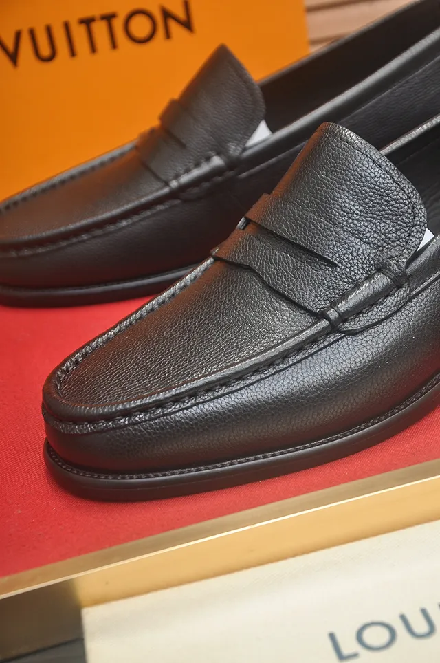 Louis Vuitton Black Pebbled Leather Penny Loafer 2