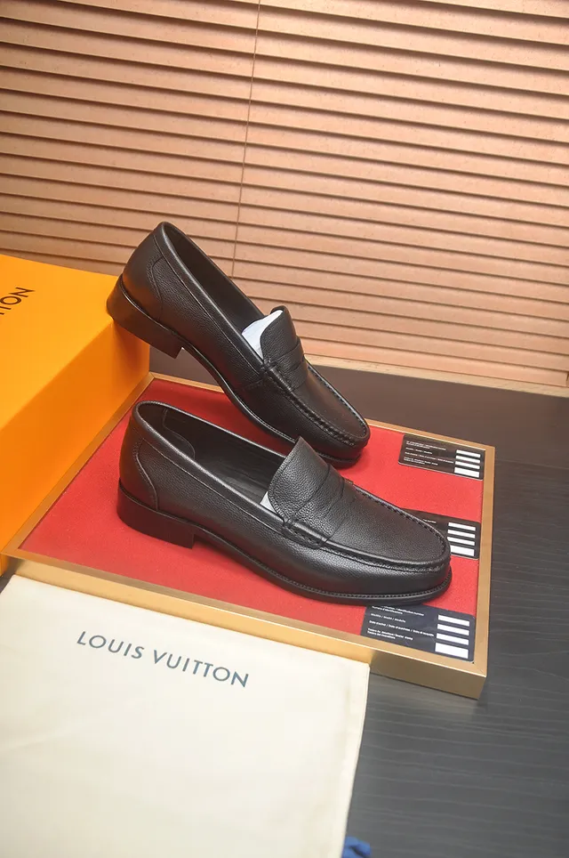 Louis Vuitton Black Pebbled Leather Penny Loafer 4