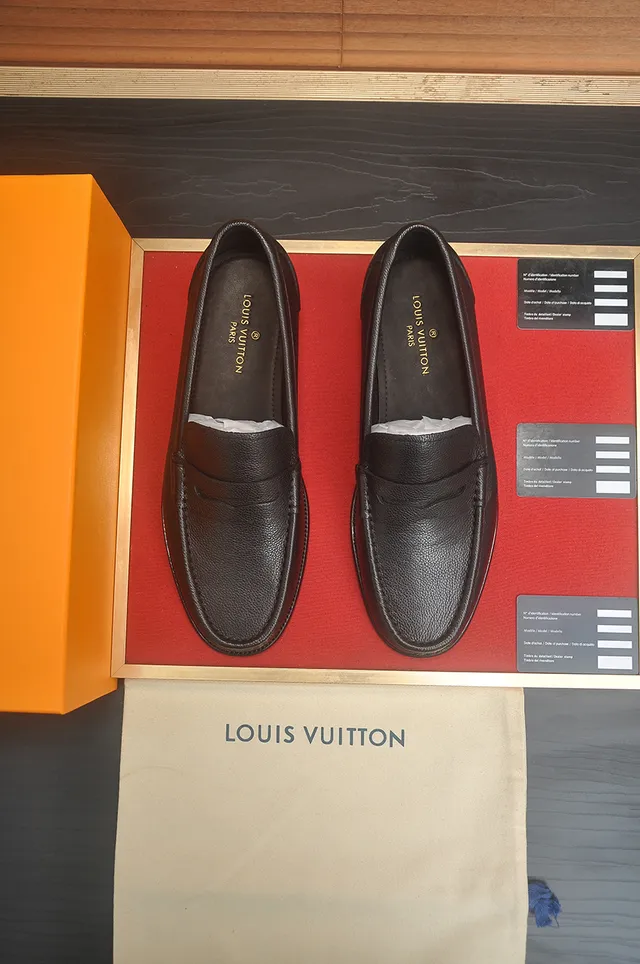 Louis Vuitton Black Pebbled Leather Penny Loafer 5