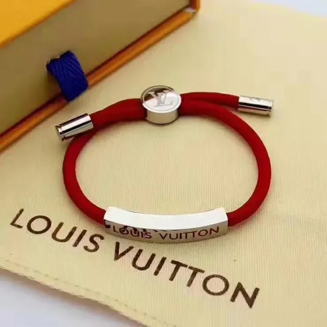 Louis Vuitton Black Silver Cord Monogram Clasp Bracelet 6