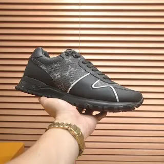 Louis Vuitton Preto Prata Monograma Lona Couro Perfurado Lifestyle Sneakers