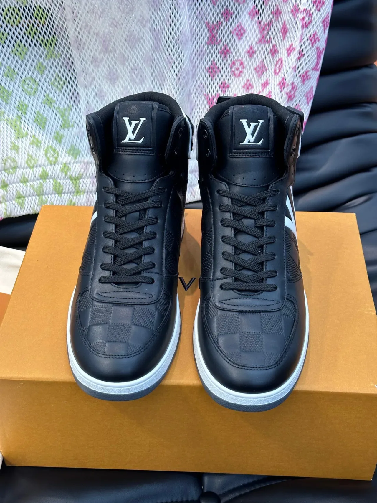 Louis Vuitton Black White High-Top Damier Checkered Lifestyle Sneakers 7