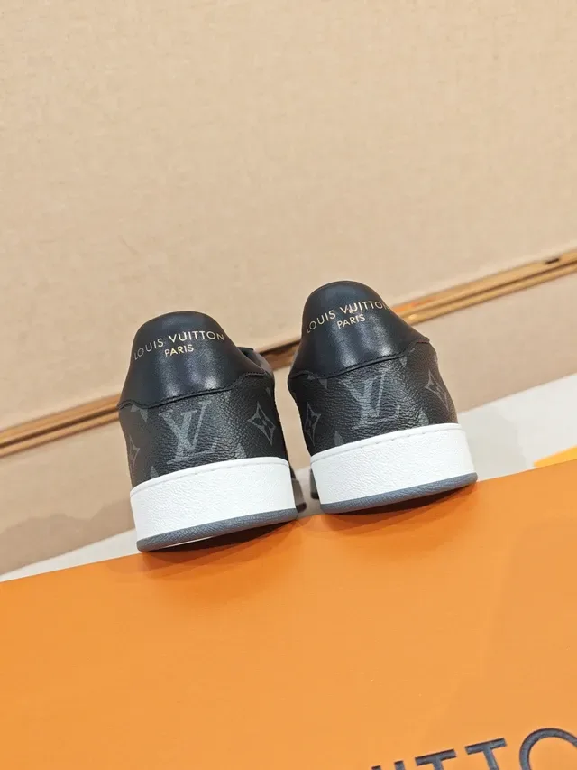 Louis Vuitton Black White Monogrammed Leather Low-Top Lifestyle Sneakers 3