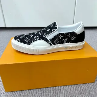 Louis Vuitton Black White Slip-On Monogram Canvas Lifestyle Sneakers