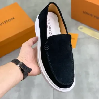 Louis Vuitton Black White Suede Upper Platform Sole Loafer