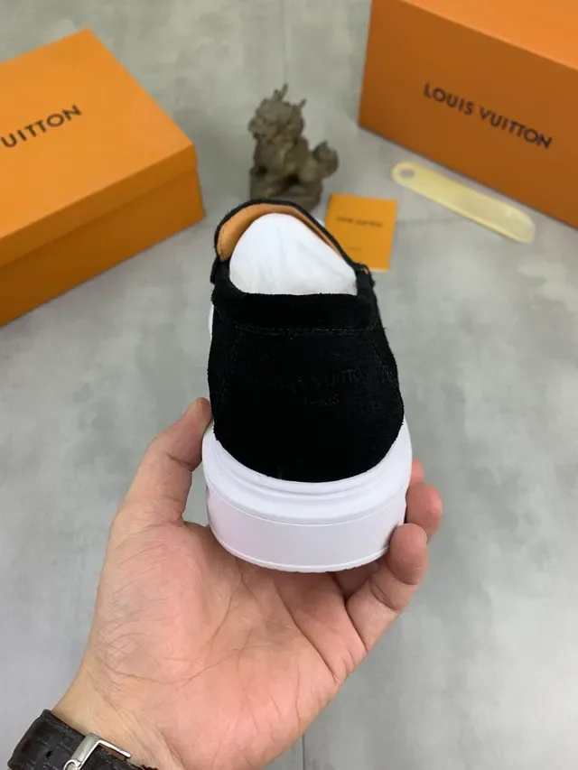 Louis Vuitton Black White Suede Upper Platform Sole Loafer 2