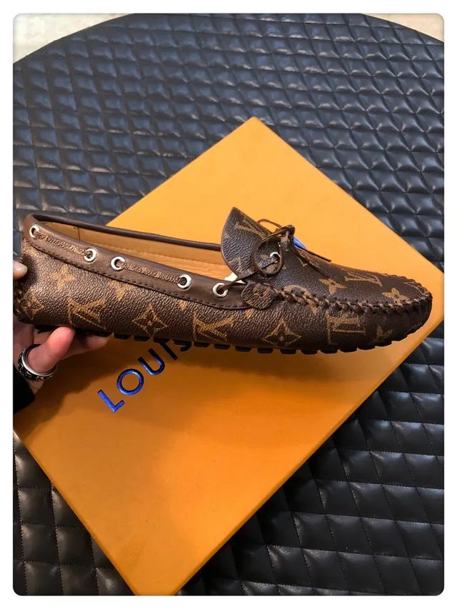 Louis Vuitton Brown Beige Monogram Canvas Leather Braided Trim Loafer 5