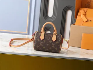 Louis Vuitton भूरा बेज संरचित टॉप हैंडल Monogram कैनवास टोट बैग 19