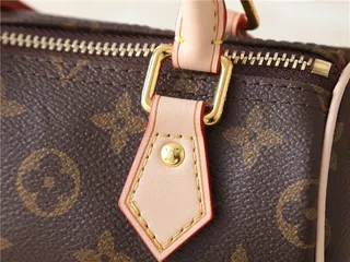Louis Vuitton भूरा बेज संरचित टॉप हैंडल Monogram कैनवास टोट बैग 24