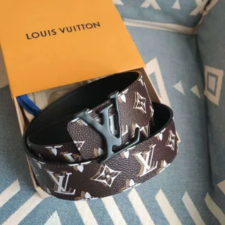 Louis Vuitton Brown Black Monogram-Printed Reversible Leather Belt