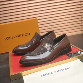 Louis Vuitton بني أسود جلد لامع نسيج مطبوع فامب لوفر