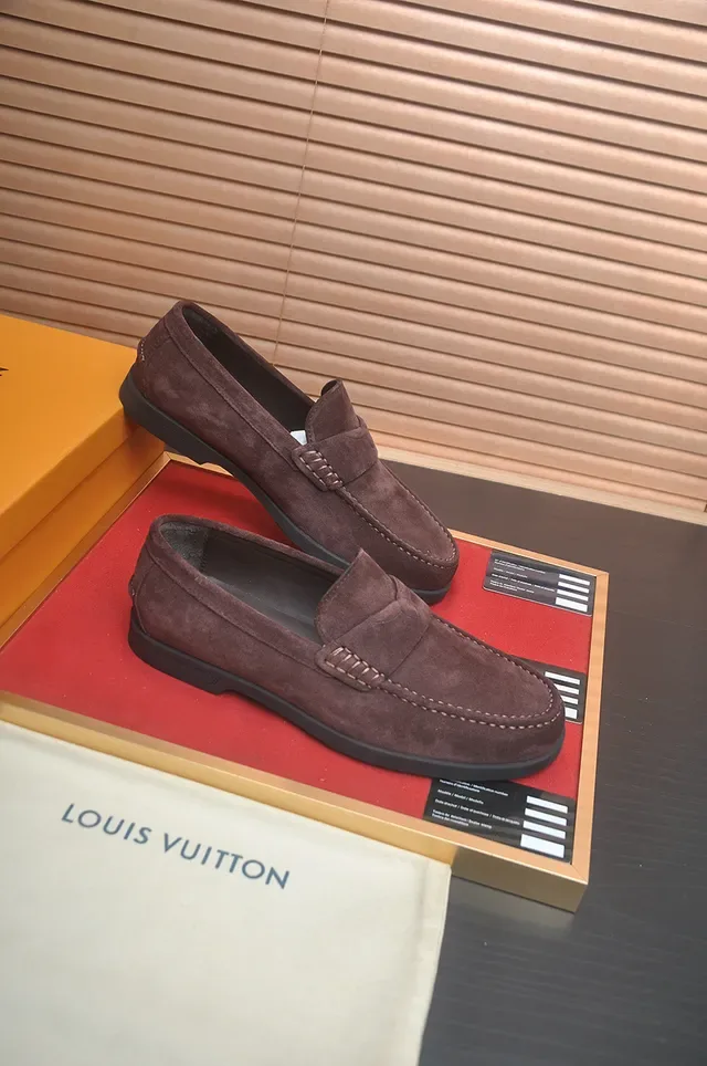Louis Vuitton Brown Black Suede Upper Penny Strap Loafer 4