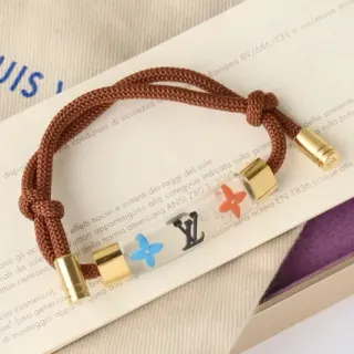Louis Vuitton إسورة فيال زجاجي مضفرة بحبل بني ذهبي