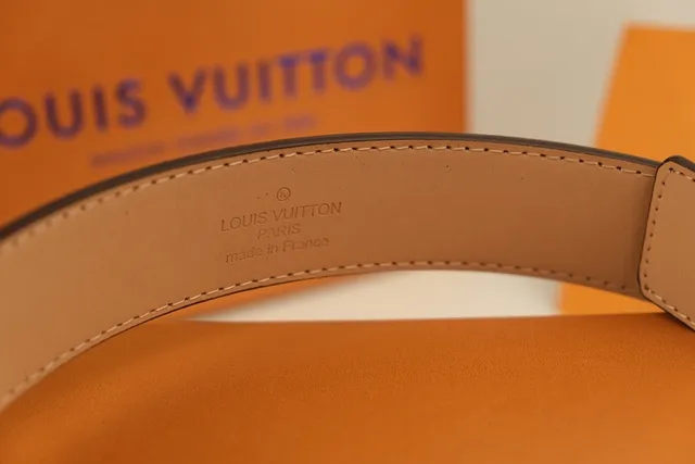 Louis Vuitton Brown Gold Monogram-Coated Canvas Interlocking LV Buckle Leather Belt 5