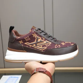 Louis Vuitton বার্গান্ডি ব্রাউন মনোগ্রাম ক্যানভাস লেদার প্যানেলিং চাঙ্কি স্নিকার