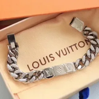 Louis Vuitton سوارة سلسلة فضية لامعة معدنية