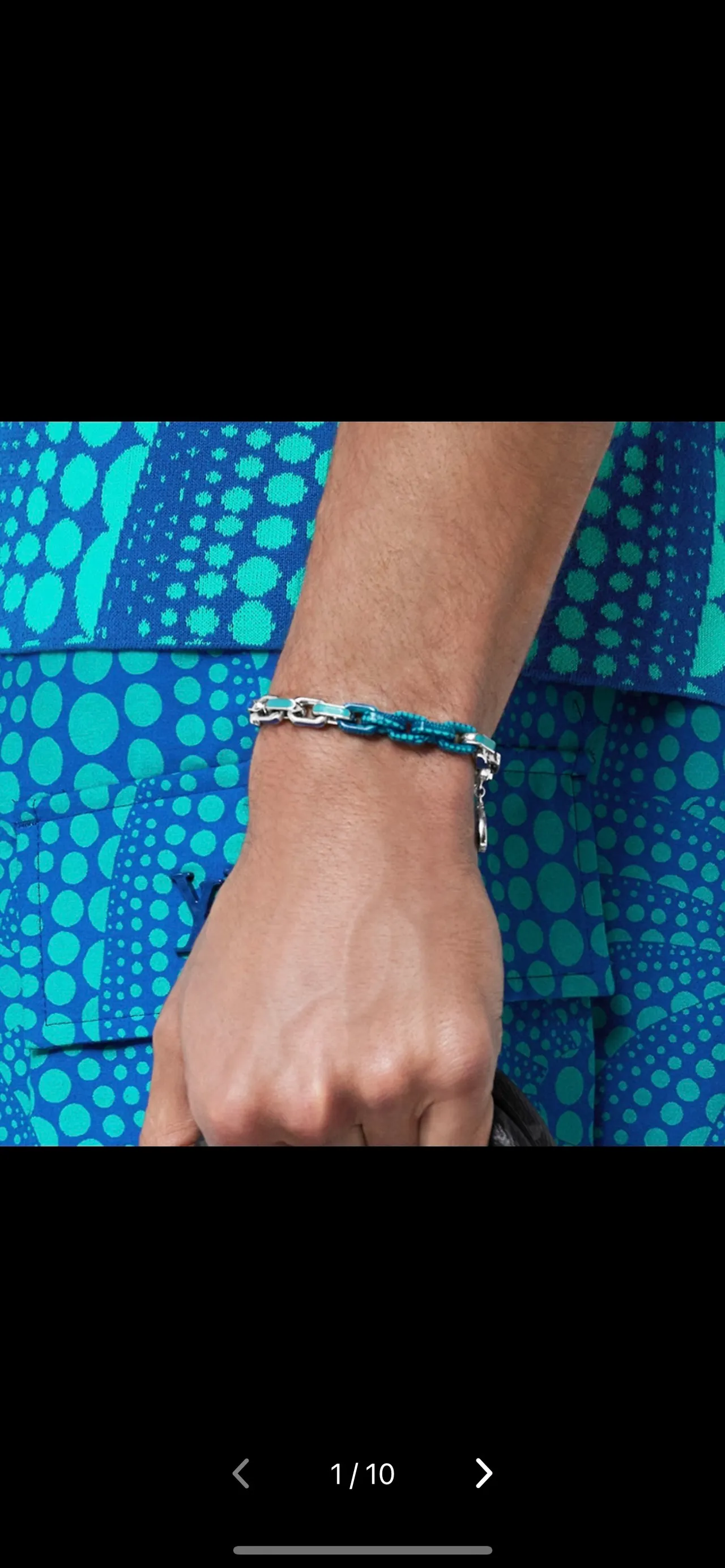 Louis Vuitton Conquérant Blue and Orange Enamel Chain Bracelet 2