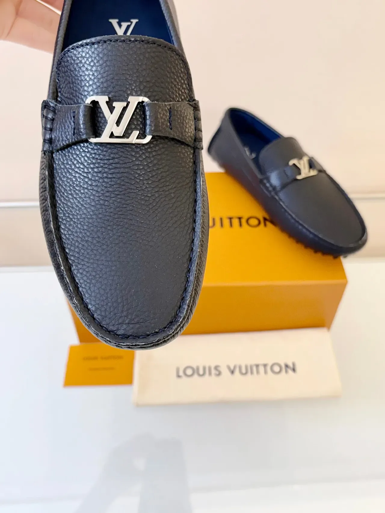 Louis Vuitton Driver Loafer Black Pebbled Leather Loafers 3