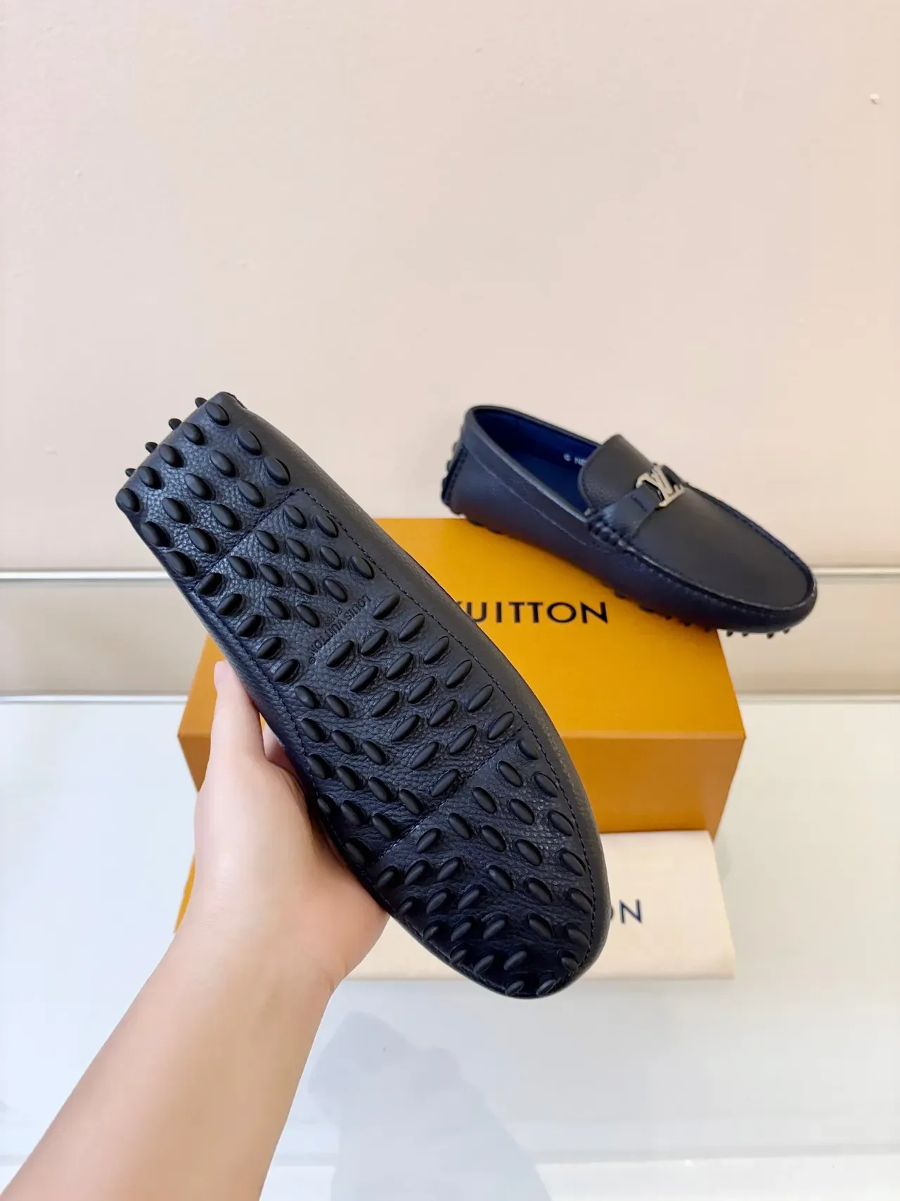 Louis Vuitton Driver Loafer Black Pebbled Leather Loafers 5