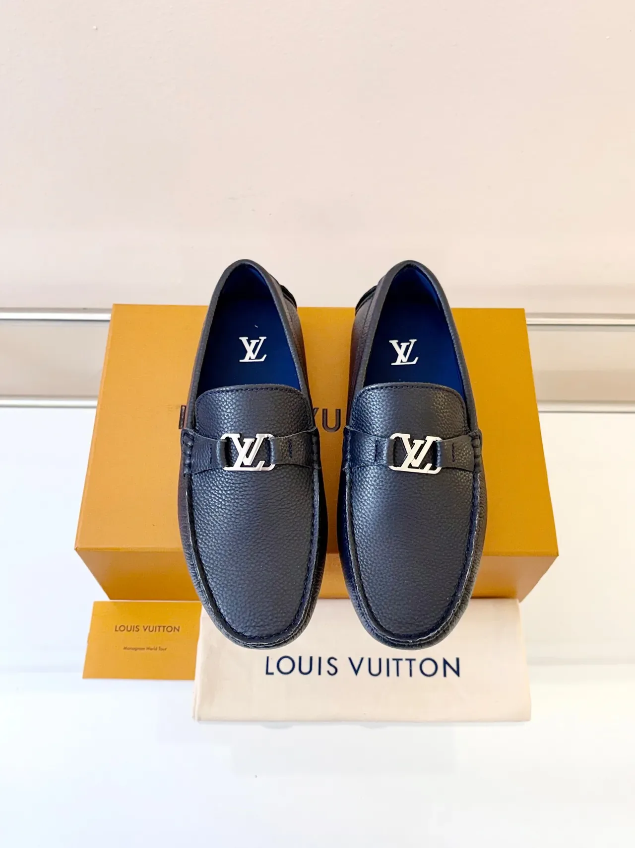 Louis Vuitton Driver Loafer Black Pebbled Leather Loafers 6