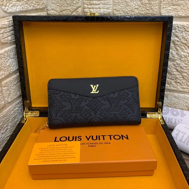 Louis Vuitton Embossed Monogram Black Long Wallet 5