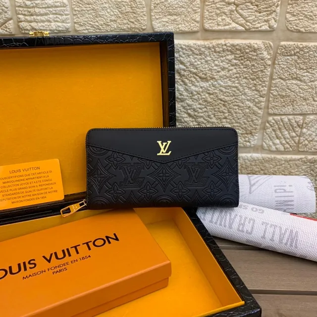 Louis Vuitton Embossed Monogram Black Long Wallet 7