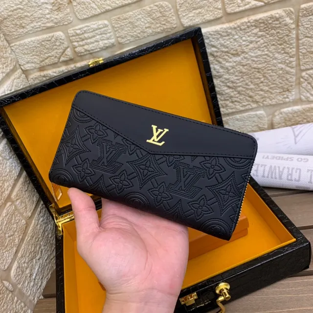 Louis Vuitton Embossed Monogram Black Long Wallet 8