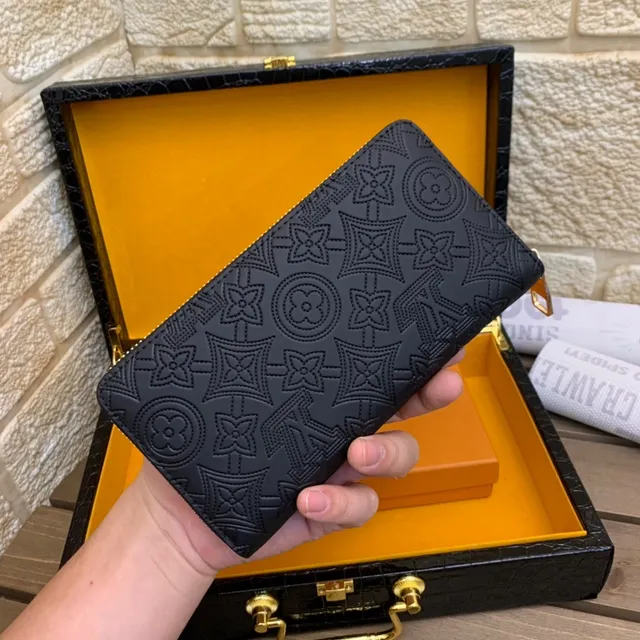 Louis Vuitton Embossed Monogram Black Long Wallet 9