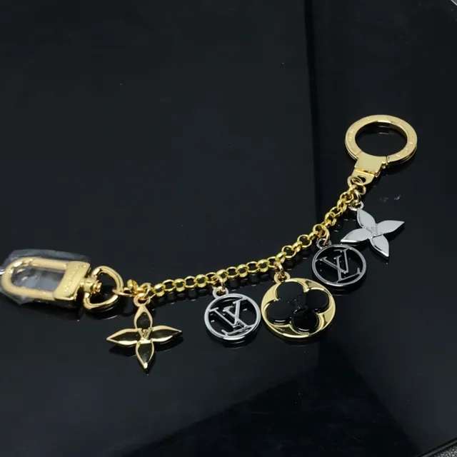 Louis Vuitton Gold Black Chain Multi-Charm Pendant Bracelet 3