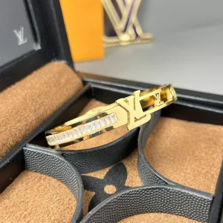 Louis Vuitton Pulsera dorada LV Monogram cristal baguette