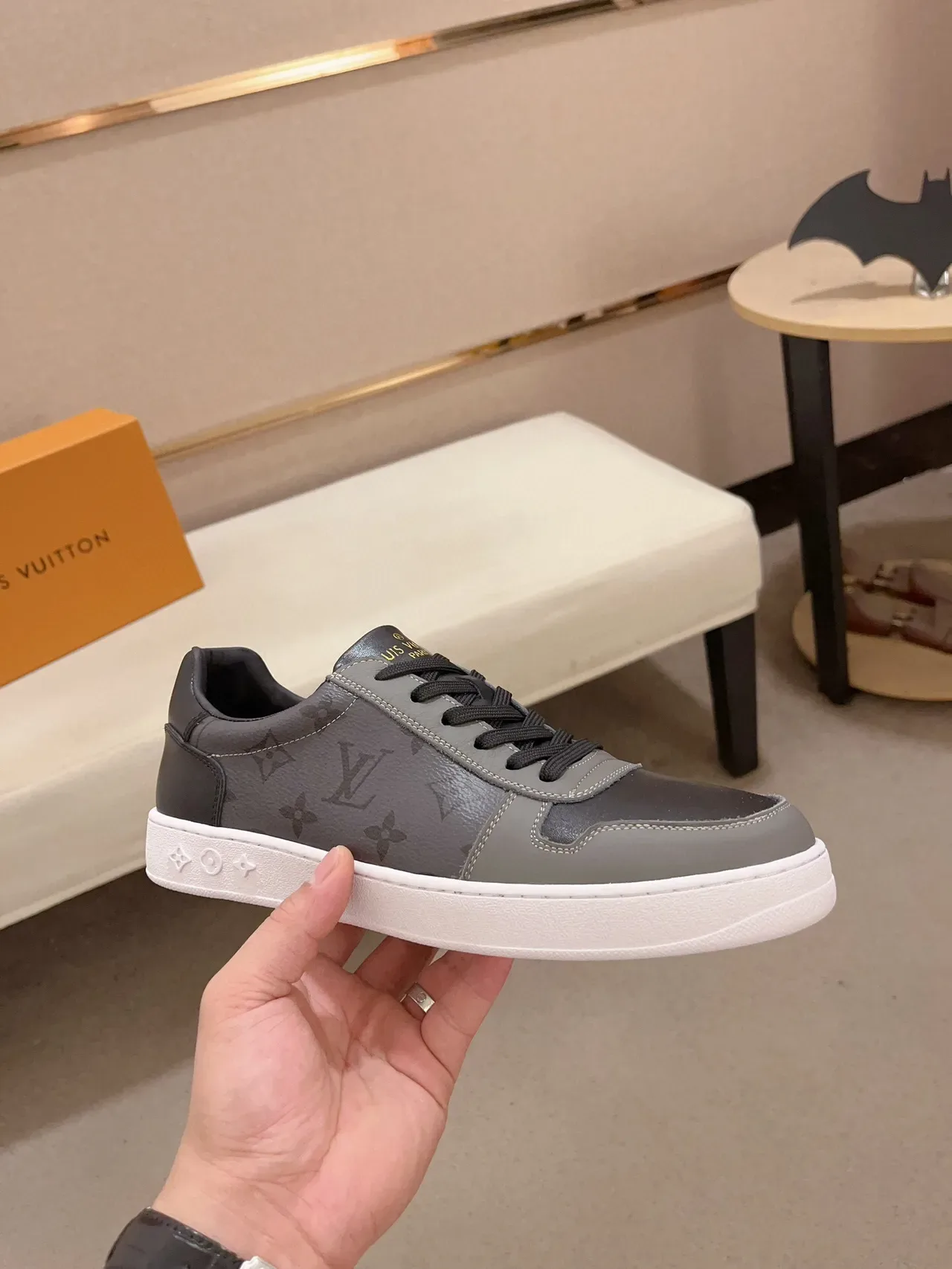 Louis Vuitton Gray Black Monogrammed Leather Low-Top Lifestyle Sneakers 4