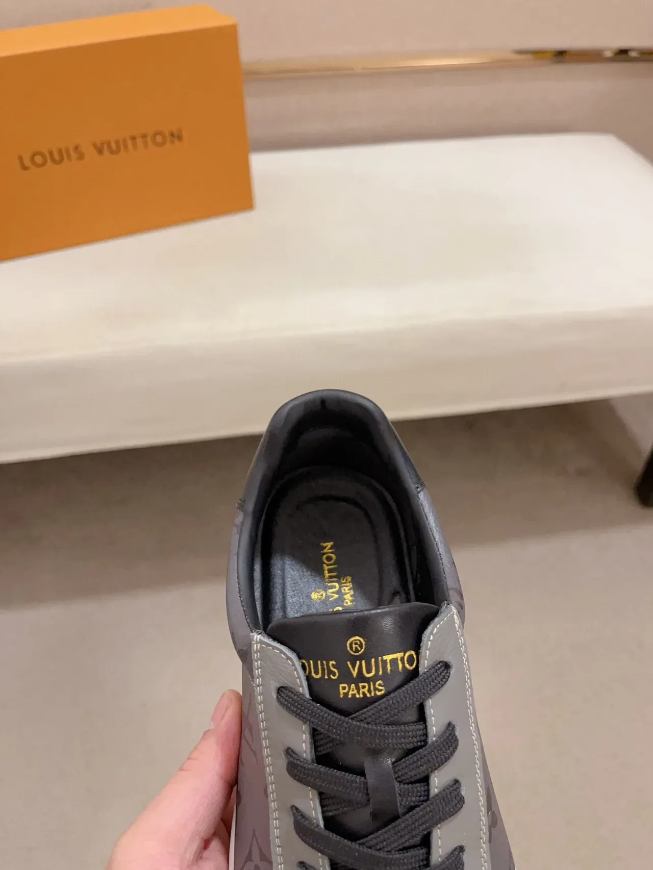 Louis Vuitton Gray Black Monogrammed Leather Low-Top Lifestyle Sneakers 6