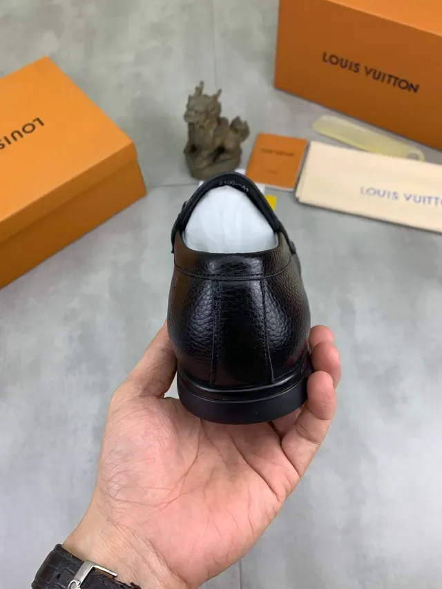 Louis Vuitton Horsebit 1955 Black Pebbled Leather Loafer 3