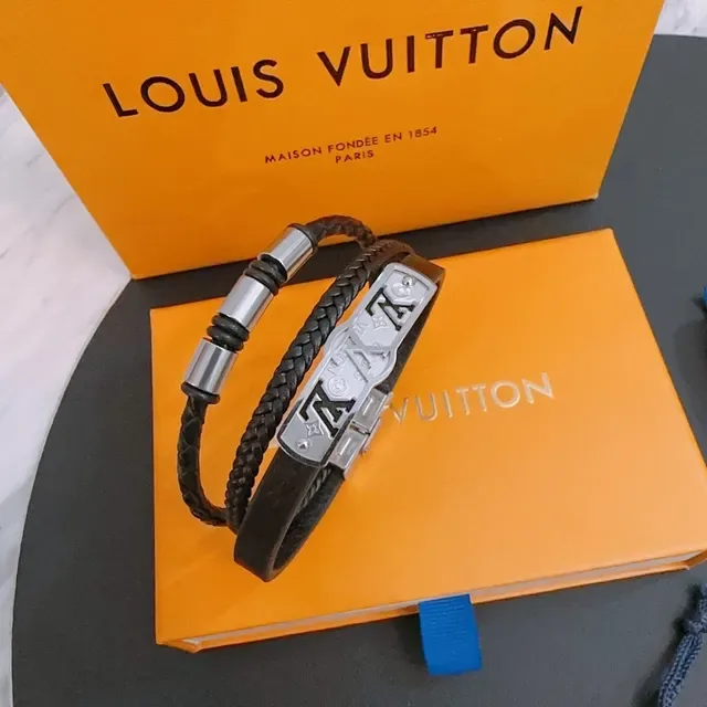Louis Vuitton Iconic Monogram Black Braided Leather Bracelet 3