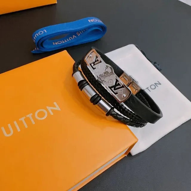 Louis Vuitton Iconic Monogram Black Braided Leather Bracelet 5