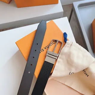 Louis Vuitton Initiales Reversible Black and Gray Leather Belt