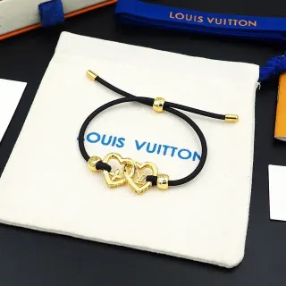 Louis Vuitton سوار حبل أسود مع تعليقة قلب متشابك