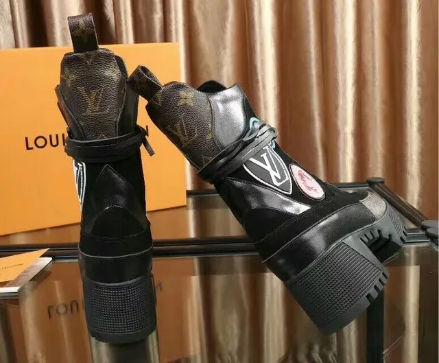 Louis Vuitton Le Cagole Negro Monograma Lona Parche de Flamenco Botas de tobillo 4