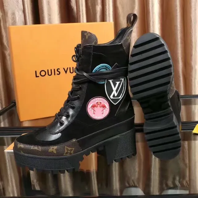 Louis Vuitton Le Cagole Negro Monograma Lona Parche de Flamenco Botas de tobillo 5