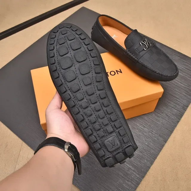 路易威登 黑色米色 Damier 棋盘格 乐福鞋 金属LV扣带 9