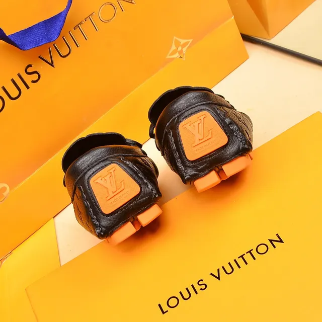 Louis Vuitton Loafer Black Orange Monogram-Embossed Leather Decorative Bow Loafer 2